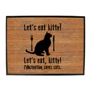Animal Lets Eat Kitty Punctuation Saves Cats - Funny Novelty Doormat Man Cave Floor mat