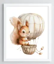 Nursery Wall Art Print, Squirrel Print, Kids Room, Baby Wall Art Decor Print #58
