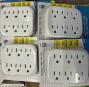 4x Electrical Socket 6 Way Power Splitter 6 Outlet AC Wall Plug Adapter Cover