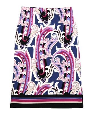 Chico's Travelers Paisley Midi Skirt Purple Clover Classic Fit Women 1 Plus Size