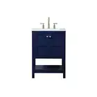 Single Sink Vanity 24" 2-Door Soft Closing Hinges, Bottom Shelf Rubberwood Blue