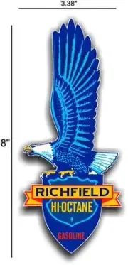 8" RICHFIELD HI OCTANE GASOLINE OIL VINYL DECAL GAS PUMP / LUBSTER