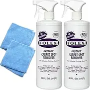 Folex 2 Instant Carpet Spot Removers (32 oz) & Reusable Microfiber Cleaning Cloths (15x15 in) - Household Stain Treater Kit