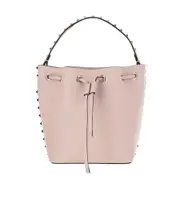 Valentino Rockstud Drawstring Bucket Bag One size Nude