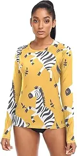 [RPLIFE] Zebra Women's Yellow T-Shirt Rash Protection Beach Summer Hiking Clothing