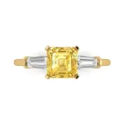 1.62Ct Square Emerald Cut Natural Citrine Solid 14K/18K Gold Engagement Ring