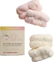 Mei Apothecary Spa Towel Wristbands for Drip-Free Face Washing, 2 Pairs