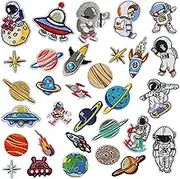 Woohome 31 PCS Iron on Patches Solar System Appliques Stickers Space Planets Patches Applique Embroidered for Clothing, Jackets, Backpacks, Jeans