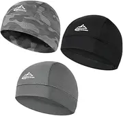 [PACIOCEAN] 3 Pcs Helmet Liner Skull Running Hats,Sweat Wicking Hats Cycling Skull Caps, Cooling Skull Cap Black
