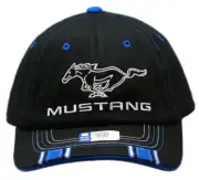Mustang Double Stripe Running Horse Black Hat * Style * Ships FREE to USA!