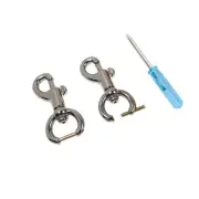 2pcs Detachable Replacement Swivel Snap Hook Round Eye Slide Bolt Lobster Cla...
