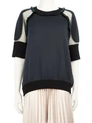 Navy Tassel Trim Mesh Panel Top