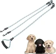 Dual Dog Leash, Reflective Heavy Duty Two Dog Leash for Small Medium Large Dogs, 360° Swivel Tangle Free with Comfortable Handle, Support Add to Multiple Rope (Blue, L (Main 12mm+Secondary 10mm))