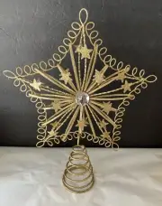 Star Tree Topper Large Gold Filigree Wire Christmas Metal Jeweled