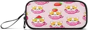 RPLIFE Cute Cartoon Puppies Strawberries Pencil Pen Case, Zip Pencil Pouches, Pencil Pouch Girls