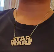 Silver Star Wars Logo Pendant Necklace Sci-fi Trek Xmas Gift Idea Andor Retro UK