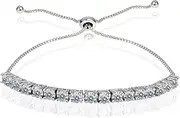 [GemStar USA] Sterling Silver 3mm Round-cut Bolo Adjustable Bracelet made with Swarovski Crystals