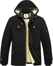[WenVen] Men's Cotton Heavy Hooded Parka Beige