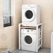 Dryer Stand Height Adjustable 300KG Load, Portable Stacking Kit for Dryer Washing Machine, Tumble Dryer, Storage Rack Over Washing Machine Storage Unit White