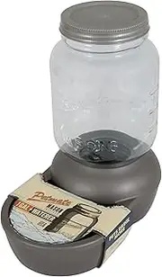 Petmate Mason Inspired Replendish Gravity Waterer, Water Dispenser for Dogs and Cats, 1 Gallon Silver