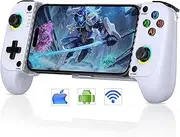 Mobile Game Controller for iPhone/Android with Case Support, Hall Effect Joysticks Gamepad Controller with Turbo Function, Wireless Handy Controller for Android with RGB, Suitable for Cloud Gaming