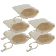 5PCS Cotton Linen Soap Pouches Soap Storage Bags with Drawstring Bath Saver Bags