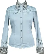 [Generic] Noor Fashion hub Western Grey custom Show shirts with front and back stone Accents and concealed YKK Zipper