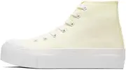 [xinran & shengli] Women's Fashion Platform Trainers Ladies High Top Canvas Shoes Classic Platform Lace Up Sneakers Pumps Plimsolls Outdoor Sport Tennis Running Walking Shoes Breathable, Beige, 6.5 US