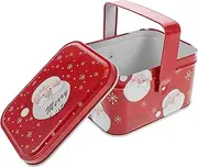 MUELODSIC Decorative Christmas Tin Box with Handle Reusable Cookie Tins for Holiday Treats Safe Candy Containers with Festive Design for present Packaging and Storage