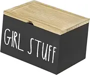 WeiLaiKeQi Tampon Holder for Bathroom Feminine Product Organizer Wooden Creative Rustic Pad Storage Container Pad Organizer Case, Black