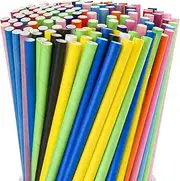 [YALLOVE] Solid Color Paper Drinking Straws, Biodegradable Compostable Straws for Coffee, Bubble Tea, Milkshakes, Juice Cocktail (Assorted Colors)