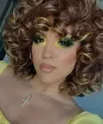 10pcs Wholesale Brown Blonde Mix Short Curly Wigs for Black Women with Bangs