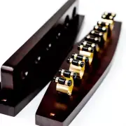 Dark Walnut Pool Snooker Billiard Table Cue Wall Rack (Brass Cue Clips)