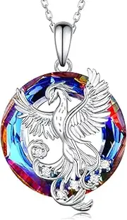 [CVRAVO] Crystals Phoenix/Rose Compass/Apple Teacher/Horse/Phoenix/Bunny/Dolphin Palm Tree/Mountain Compass/Nurse/Rose Necklace 925 Sterling Silver Necklace for Women Girls