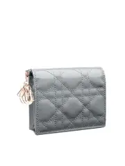 Mini Lady Dior Wallet in Gray Patent Cannage Calfskin
