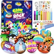 Rock Painting Kit for Kids - Glow in the Dark, Arts and Crafts Gift for Boys Gir