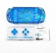 New Replacement Sony PSP 2000 Console Full Housing Shell Cover with Button Set -Clear Blue.