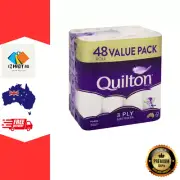 Quilton 3 Ply Toilet Tissue (180 Sheets Per Roll, 11x10cm), Pack Of 48 Rolls AU