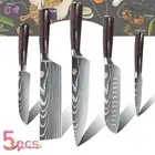 5-Piece Damascus Steel Kitchen Knife Set VG10 Steel Chef's Knife, Cleaver Knife