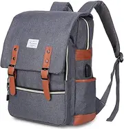 Modoker Vintage Laptop Backpack for Women Men,School College Backpack with USB Charging Port Fashion Backpack Fits 15 inch Notebook