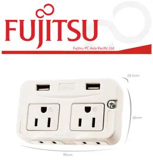 【eYe攝影】富士通 FUJITSU 電源轉接壁插 PE4T300 一轉二插座 USB充電 3A 出國 旅遊 手機充電