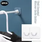 2× Adhesive Shower Curtain Rod Holder Wall Mounted Shower UK Rods H1V7