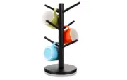 Coffee Tree Mug Cup Holder Countertop Sturdy Wood Non Slip Rack Stable 6 Hooks