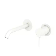 Fienza Kaya Basin/Bath Wall Mixer 160 Dress Kit Round Plate Matte White D228104MW