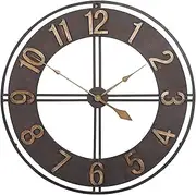 Outdoor Garden Wall Clock, 23 Inch Wrought Iron Retro Large Weather Resistant Garden Clock Giant Open Face Decoration Indoor Quartz Clock