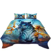 Wildlife Painting Dream Gold Fish and Tiger Coverlet
