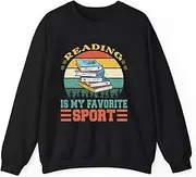 [Generic] Reading is My Favorite Sport Funny Books Lovers Librarians Sweatshirt for Adults Crew Neck Long Sleeve Pullover