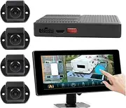 for Van/RV/Bus/Truck，Digital HD Ai 3D Around View 360 Camera System 1080P,with 10.25 in Touch Screen/Calibration Cloth(No Calibration 64G)
