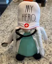 Rae Dunn 13” MY HERO Medical DOCTOR NURSE GNOME Weighted Decor Plush Gift - NEW