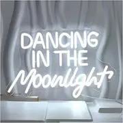 Sign Lamp Dancing in The Moonlight Neon Sign White LED Light USB for Dancing Party Bar Valentines' Day Wedding Wall Decor 39cm×25.7cm